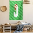 thumbnail image 2 of Christmas Alphabet Tapestry, Demonstration of a J Letter and a Happy Girl on Stripes, Wall Hanging for Bedroom Living Room Dorm Decor, 60W X 80L Inches, Green Dark Coral and White, by Ambesonne, 2 of 5
