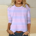 thumbnail image 2 of T Shirts for Women Spring 2026 Crew Neck Casual Basic Tops Fashion Summer 3/4 Sleeve Striped Tee, 2 of 6