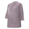 thumbnail image 5 of DuoJiaJ Stylish Women Shirts For Everyday Wear V Neck Long Sleeve Top Solid Color Casual Shirt For Spring And Summer Versatile For Jeans And Casual Pants Women's Linen Shirts Purple S, 5 of 5