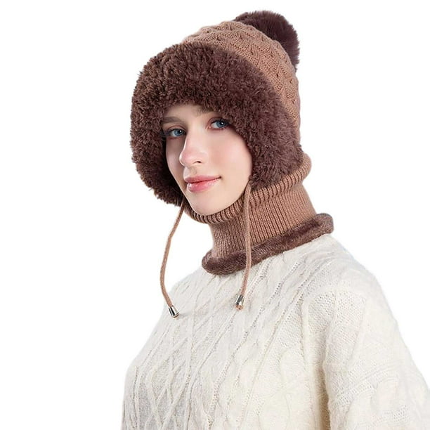 3 In 1 Knitted Hat For Women With Scarf And Mask Fall Winter Warm Knitted Ski Scarf And Mask