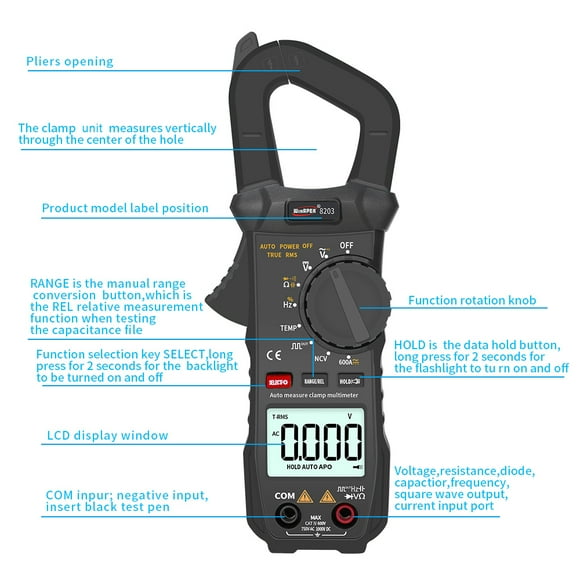 Clamp Meter,Pocket 6000 Rms 6000 Rms Clamp Portable Pocket 6000 Meter Siuke Portable Clamp Meter Xibany Kedelak With Output