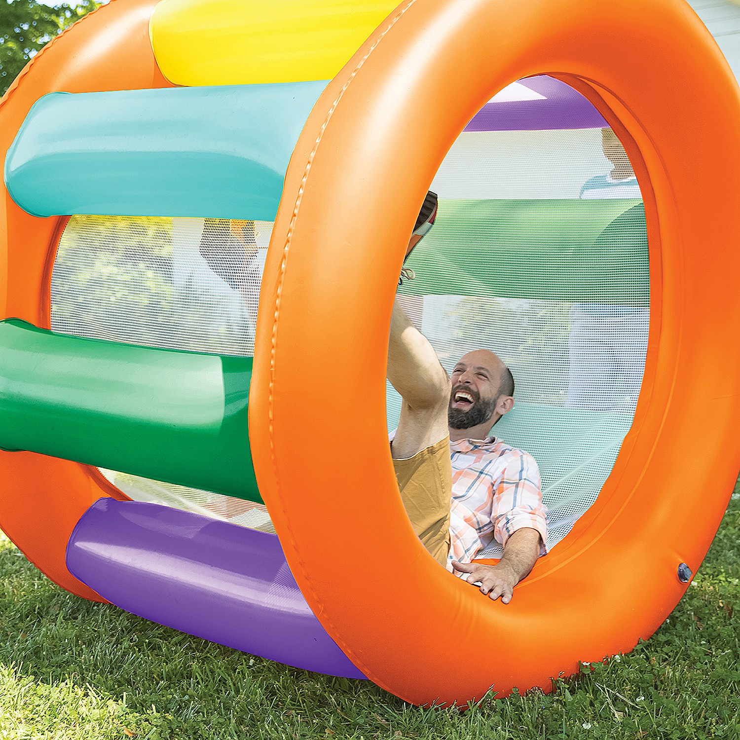 新品） HearthSong Roll With It! Giant Inflatable Colorful Rolling Wheel For  Active 屋外遊具