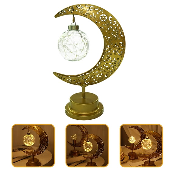 Hemoton Table Lamp Hollowed Moon Design Bedroom Desk Lamp 1 Set Decorative Atmosphere Lighting