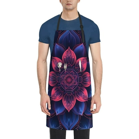 

Picia Bohemian Vintage Pattern Waterproof Apron for Unisex Adult - Adjustable Bib Apron with Pockets Ideal for Cooking Gardening Painting and Household Chores