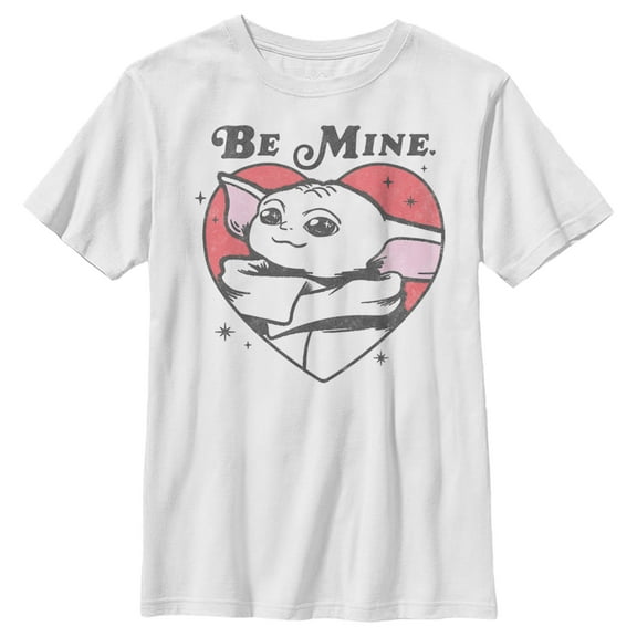 Boy's Star Wars: The Mandalorian Valentine's Day Grogu Be Mine  Graphic Tee White Medium