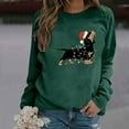 thumbnail image 2 of Tiweut Women's Leisure Hoodies Christmas Santa Sausage Dog Print Fashion Loose Fit Pullover Long Sleeve Round Neck Regular Tops Green,S, 2 of 7