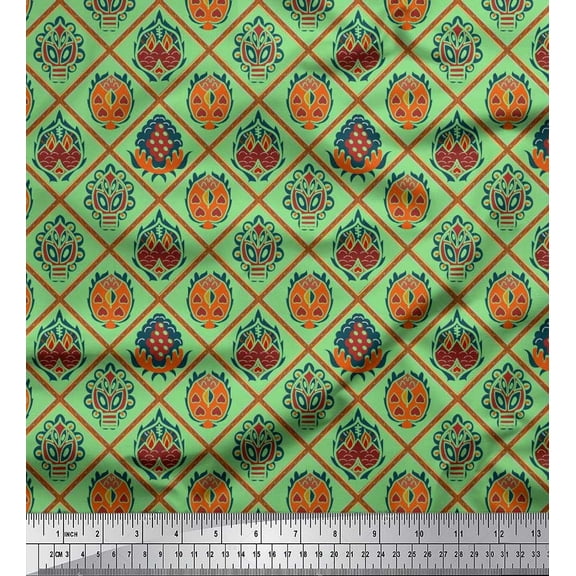 Soimoi Crepe Silk Fabric Geometric & Art African Print Fabric by The Yard 42 Inch Wide