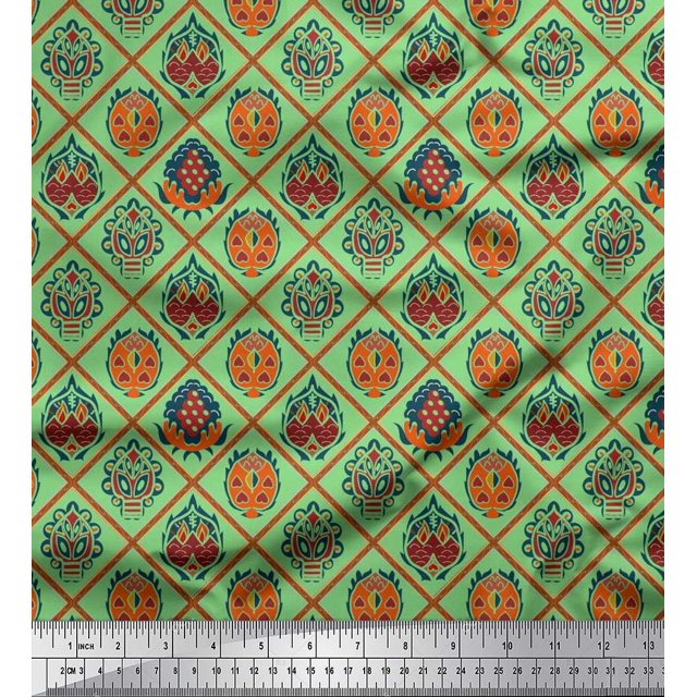 Soimoi Poly Georgette Fabric Geometric & Art African Print Sewing Fabric Yard 52 Inch Wide