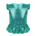 thumbnail image 2 of Moggemol Kids Girls Sparkly Sequins Dance Top Glittery Mermaid Tank Top Dancewear Shirts Stage Lake Green 6, 2 of 5