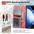 thumbnail image 4 of Dteck Case for Samsung Galaxy Z Fold 6,Detachable Magnetic Wallet RFID Blocking 2 in 1 Retro PU Leather Zipper Purse Cover Flip Folio Case with Card Holder for Galaxy Z Fold 6 5G,Pink, 4 of 9