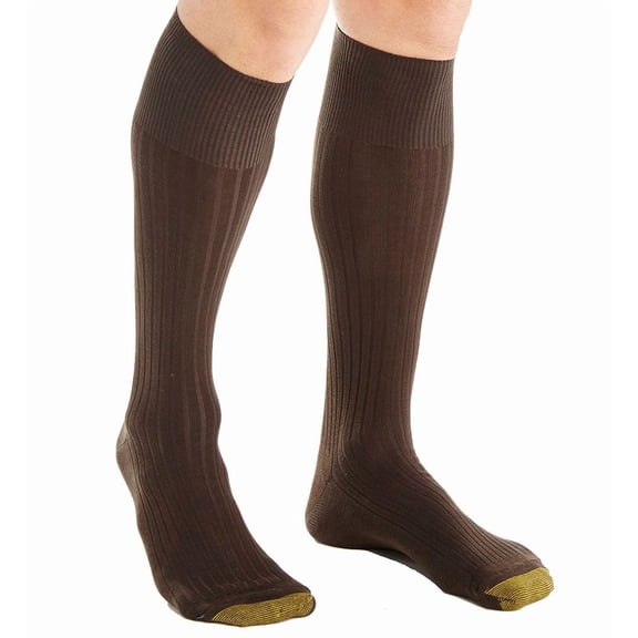Gold Toe Men's Over The Calf Canterbury Socks - 3 Pack, Brown, Large