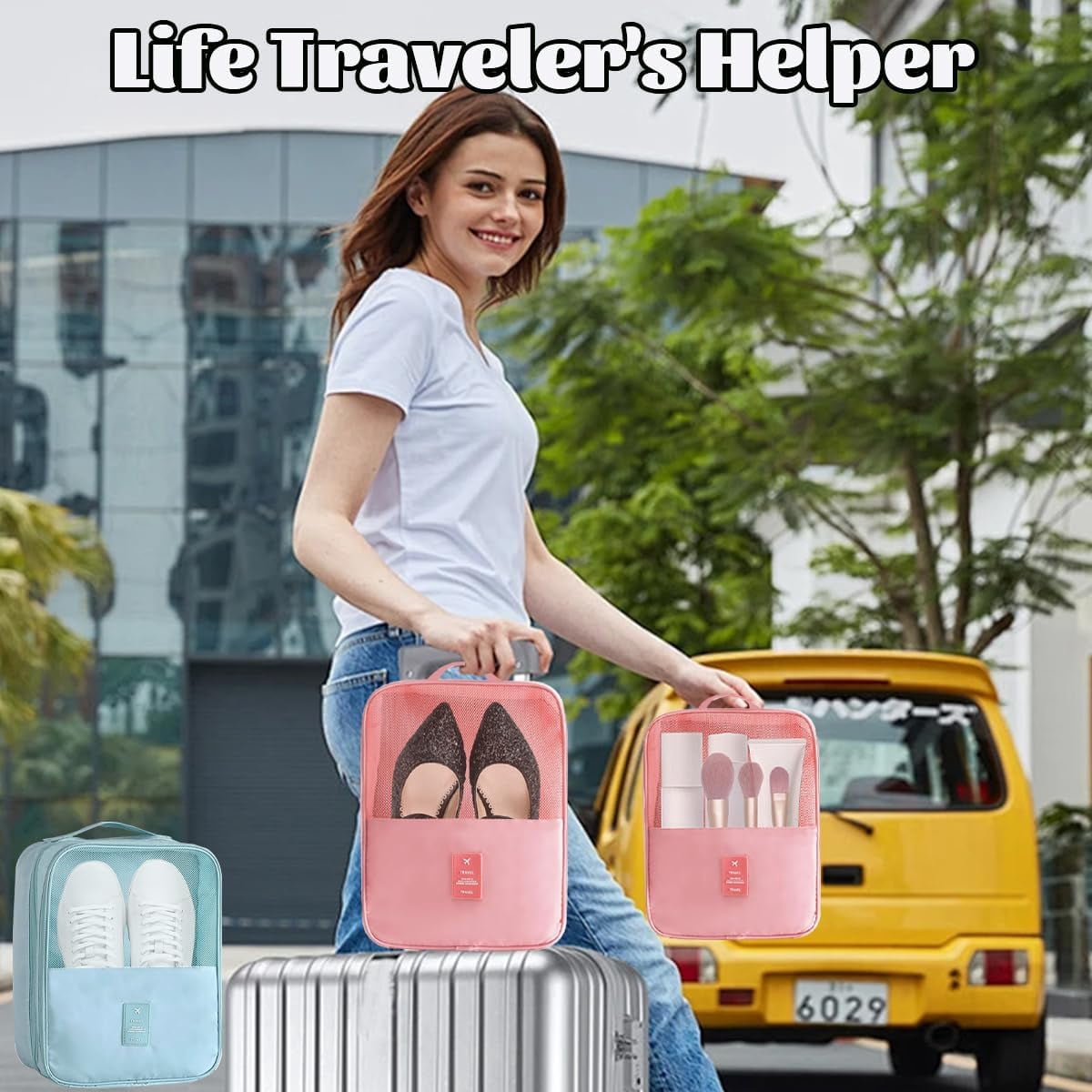 6 PCS Travel Shoe Bag Travel Waterproof Shoe Bag Portable Shoes Bags for Three Pairs of Shoes for Daily Travels, Suitcase (Multiple Colors)