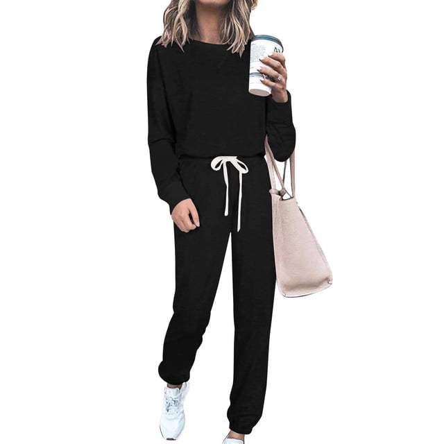 Conjunto Deportivo PRETTYGARDEN para Mujer, 2 Piezas, Negro, Talla M