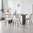 thumbnail image 3 of Boucle Dining Chairs Set of 4, Mid Century Modern Kitchen Chairs Comfortable Upholstered Armless Accent Dinning Room Chairs with Back and Metal Legs for Kitchen, Bedroom, Living Room, Beige, 3 of 9