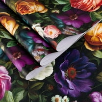 UMIGGEE Floral Wallpaper Peel and Stick Floral Black Wallpaper Self Adhesive Flower Wall Paper Contact Paper 17.3-in x 118-in Home Decor Wall Covering Old Furniture Renovation