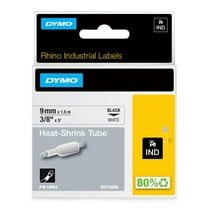 DYMO Rhino Industrial Heat-Shrink Labels, 3/8" Tube, Black Print on White