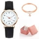 thumbnail image 1 of Reloj clásico de cuarzo para mujer con esfera luminosa y correa de piel esmerilada. Reloj retro pequeño y redondo con pulsera y caja. Ideal para decoración de interiores y exteriores., 1 of 1