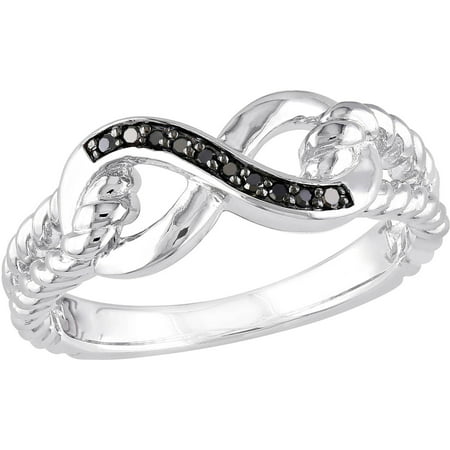 Black Diamond-Accent Sterling Silver Infinity Ring