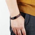 thumbnail image 3 of Messianic Jewelry - Jewish Star of David Menorah Protection Symbolic Leather Bracelet Bangle - Mogen Star Hexagram Judaism Amulet Wristband for Israel Blessing Jew Gifts, Brown, 8.07'', 3 of 7