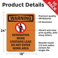 thumbnail image 2 of Renovation Work Contains With Symbol OSHA WARNING Vinyl Decal Label 24 Inch x 18 Inch - 10 Pack, 2 of 6