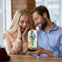 Preserved Real Flowers Bouquet Gifts For Her,Forever Flowers Gift For Women,Preserved Blue Rose In Glass Dome With Led Light Ideal For Christmas,Birthday,Anniversary,Valentine'S Day, Mother'S Day