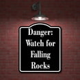 thumbnail image 2 of Danger Watch for Falling Rocks BLACK Aluminum Composite Sign 20''x24'', 2 of 9
