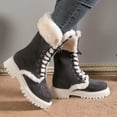 thumbnail image 5 of Xfvqtps Womens Snow Boots Mid Calf Plush Fleece Line Suede Upper Lace Up Chunky Heel Non Slip Warm Winter PU Shoes New Thick Heel Strap Boots Dark Gray, 5 of 5