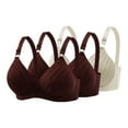 thumbnail image 3 of Bixock Wireless Bras for Women No Underwire 3 Pack Full Size Lace Embroidery Back Buckle Adjustable Strap Thin Breathable Wear Women Bras, 3 of 4