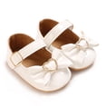 thumbnail image 6 of Zanarzt Sandals for Toddler Girls Baby Girl Mary Jane Flats Non-Slip Soft Sole Princess Shoes with Bowknot for Wedding Baptism Party White,US 5, 6 of 9