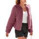 thumbnail image 3 of Abrigos de Invierno para Mujer, Chaqueta Corta de Forro , de Piel Sintética, Larga, Bolsillos, Abrigos Peludos y Cálidos, Ropa de Otoño. Vino Tinto L, 3 of 10