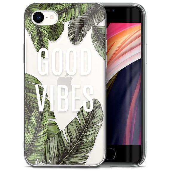 Case Yard iPhone-SE Case Clear Soft & Flexible TPU Ultra Low Profile Slim Fit Thin Shockproof Transparent Bumper Protective Cover Drop Protective Cell Phone Cases (Good Vibes)