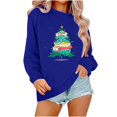 thumbnail image 2 of Njoeus Christmas Sweatshirts for Women Trendy 2024 Long Sleeve Christmas Tree Printed Pullover Sweaters Crew Neck Shirts Funny Xmas Holiday Tops Blue XL, 2 of 3