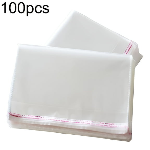 CCOCC Large Resealable Cellophane Bags, 100ct Plastic Clear Self-sealing Gift Bags Self-Adhesive Sealing Plastic Bags in Bulk for Gifts and Clothes Jewelry Gift Package Pouch