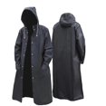 thumbnail image 5 of Waterproof Long Black Raincoat Men Rain Coat Hooded Trench Jacket Outdoor Hiking Tour Rainwear Adults, 5 of 5