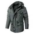 thumbnail image 4 of WREESH Mens Military Jacket Hooded Zipper Parka Coats Thick Fleece Lined Stand Collar Heavy Coats Windproof Warm Winter Coats Gray, 4 of 9