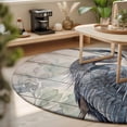 thumbnail image 4 of Grey Heron Area Rugs 4' (Round) Green Leafy Branches Wooden Grain Rustic Farmhouse Floor Rug&nbsp;Non Slip Low Pile Ultra Soft Throw Carpet for Entryway Indoor Entrance Kitchen Bathroom, 4 of 9