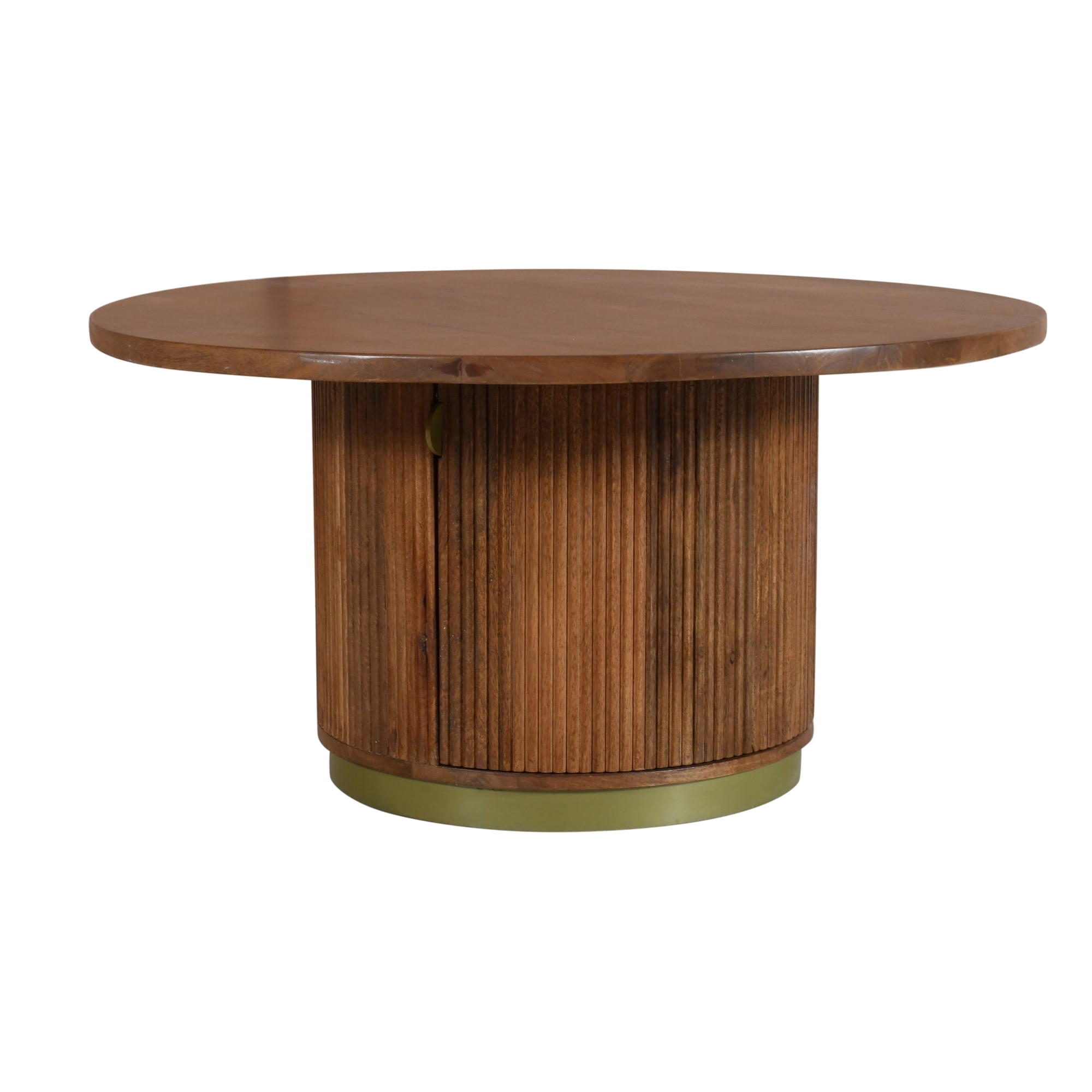 Ox Bay Natalia Mid-Century Storage Chestnut Finish Round Coffee Table