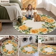 thumbnail image 6 of Yellow Roses Round Area&nbsp;Rug 8ft Spring Wreath Non-Slip&nbsp;Washable Circle Rugs Soft Felt Indoor Floor Mat for Bedroom Kitchen Living Room Bathroom, 6 of 9