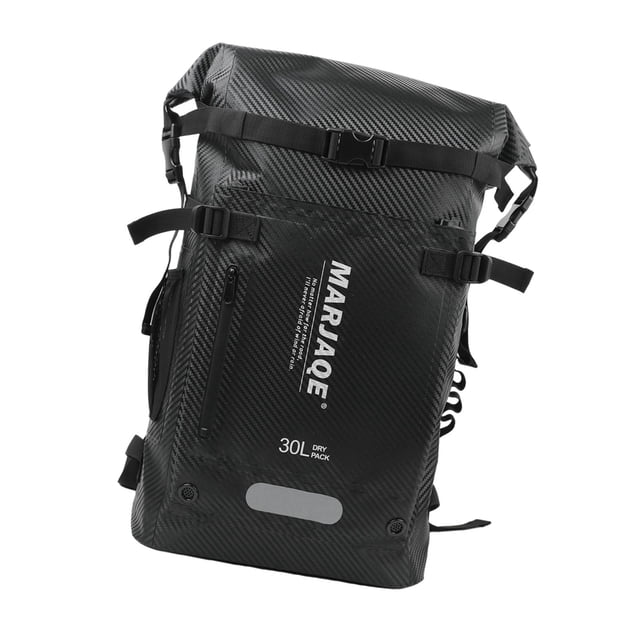 Mochila impermeable de 30 litros con múltiples compartimentos para viajes, resistente al desgaste y versátil. Negro