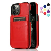 iPhone 12/12 Pro Case, Leather Wallet Case iPhone 12/12 Pro 6.1", PU Leather Case, Built in Stand Wallet Credit Card Holder Case 5 Card Slots Case For Apple iPhone 12/12 Pro, Red