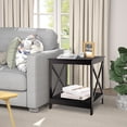 thumbnail image 4 of Gymax Set of 2 Accent End Table 2-Tier Sofa Side Table Nightstand w/ X-Shaped Frame Espresso, 4 of 9