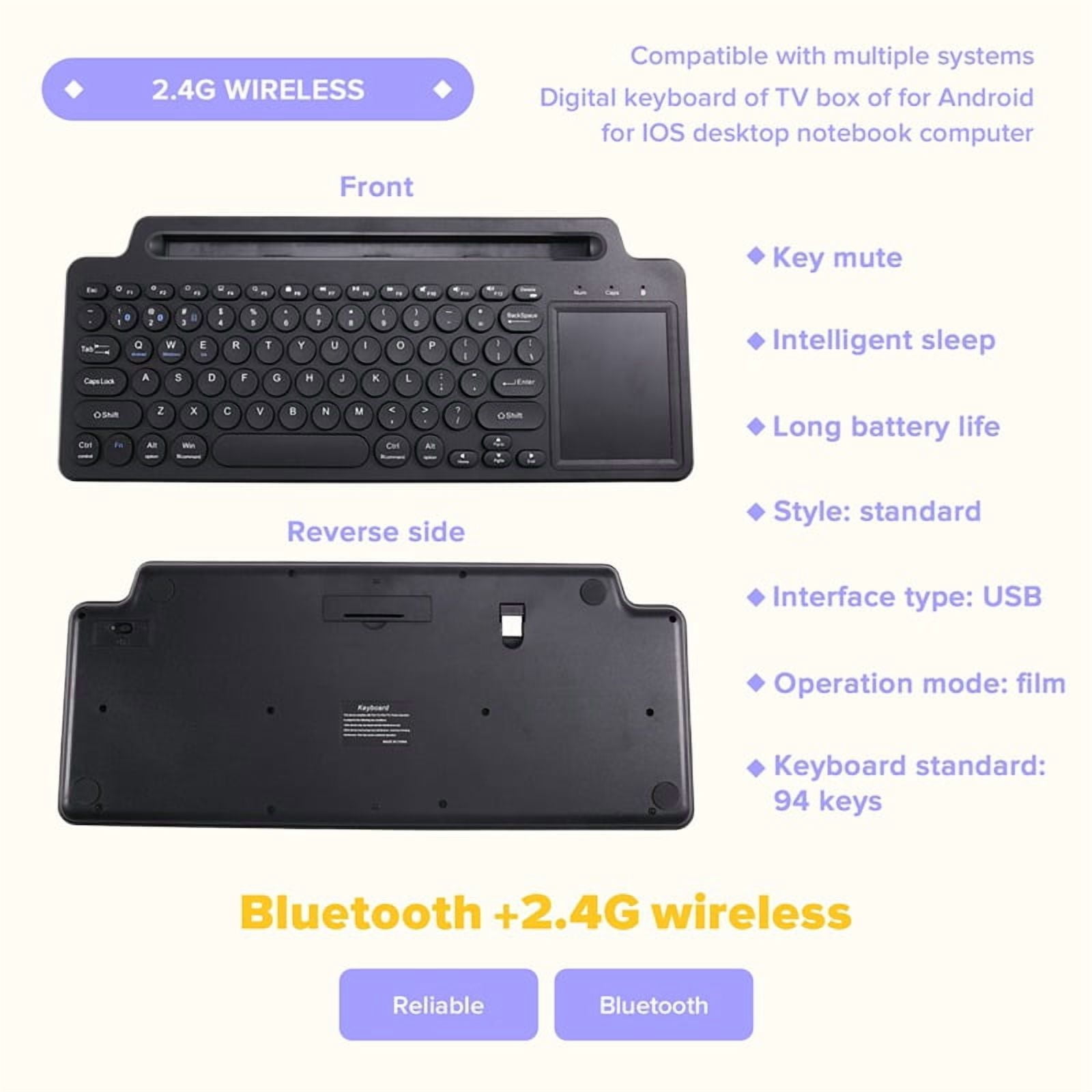 2.4G Wireless Bluetooth Keyboard with Number Touchpad Mouse Card Slot Numeric Keypad for Android IOS Desktop Laptop PC