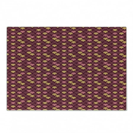 

Fish Scale Cutting Board Overlapping Arc Shapes Traditional Pattern with Modern Design Print Decorative Tempered Glass Cutting and Serving Board Small Size Maroon Pink and Yellow by Ambesonne