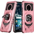 thumbnail image 3 of Compatible Case for Nokia C200 Case with Tempered Glass Screen Protector [Military Grade] Ring Car Mount Kickstand Shockproof Hard Phone Case - Rose, 3 of 7
