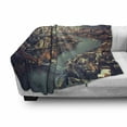 thumbnail image 3 of London Soft Flannel Fleece Throw Blanket, Panoramic Picture of Thames River and Tower Bridge Famous Cityscape, Cozy Plush for Indoor and Outdoor Use, 60" x 80", Almond Green Orange, by Ambesonne, 3 of 6
