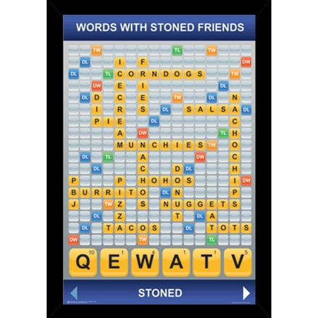 words with stoned friends poster in a black poster frame 24x36