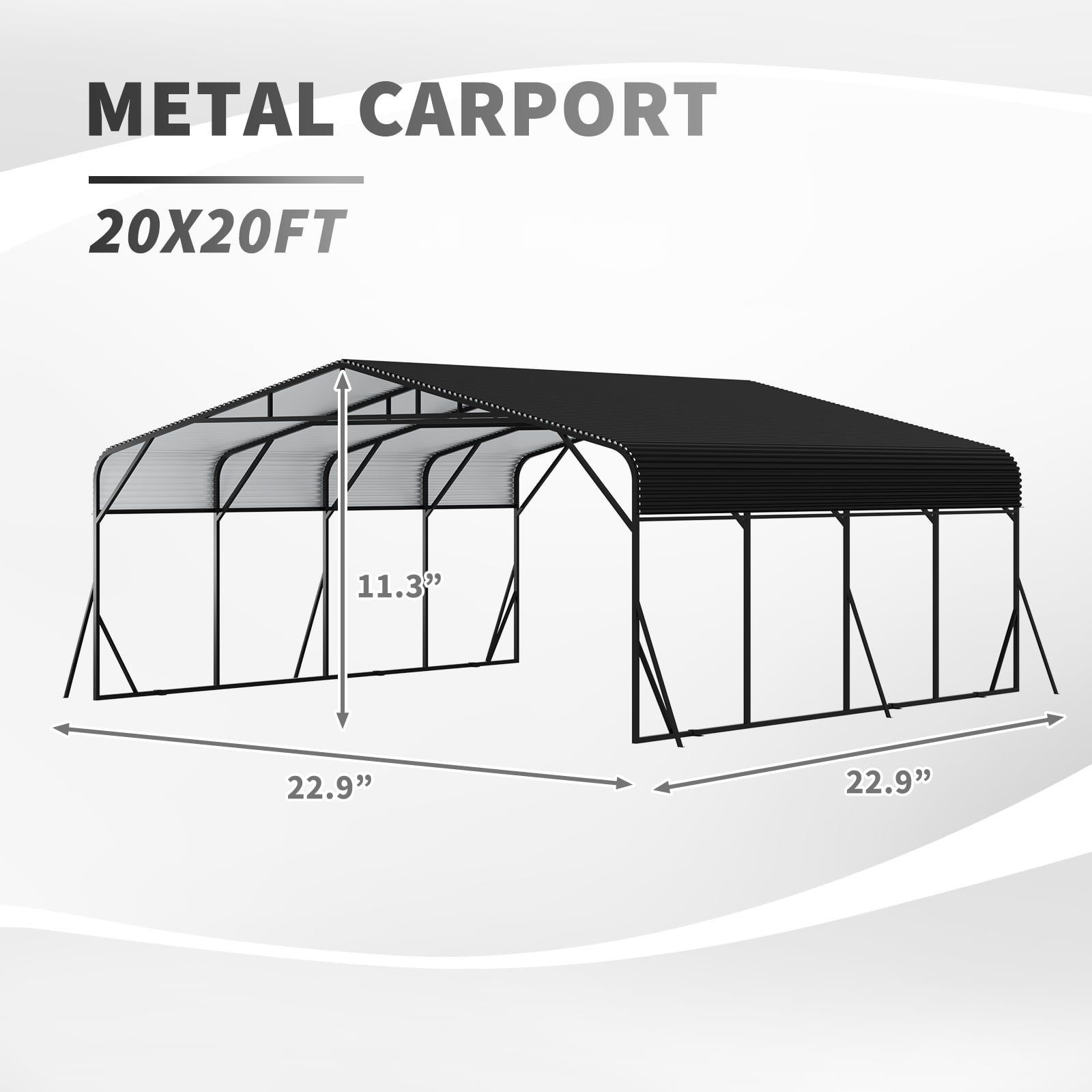 20' x 20' Metal Carport, Heavy Duty Carport with Steel Panels, All-Weather & Snow Load Protection Canopy for Car, Boat, Truck Shelter