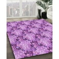 thumbnail image 3 of Ahgly Company Machine Washable Indoor Round Transitional Violet Purple Area Rugs, 4' Round, 3 of 7