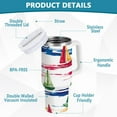 thumbnail image 2 of Yayeee 40oz Stainless Steel Tumbler with Straw and Handle Double-Wall Insulated Travel Water Bottle, Hand Drawn Sailboats, 2 of 8