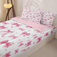 thumbnail image 3 of Homewish Cute Pink Bowknot Kids Zipper Twin Comforter Sets with Fitted Sheet and 2 Pillowcases,Cute Princess Bowknot Zipper Bedding Set For Girls,Pink Reversible,4-Piece, 3 of 7